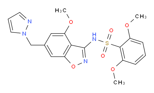 N-(6-((1H-pyrazol-1-yl)methyl)-4-methoxybenzo[d]isoxazol-3-yl)-2,6-dimethoxybenzenesulfonamide