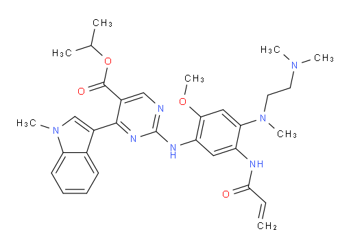 5-Pyrimidinecarboxylic acid, 2-[[4-[[2-(dimethylamino)ethyl]methylamino]-2-methoxy-5-[(1-oxo-2-propen-1-yl)amino]phenyl]amino]-4-(1-methyl-1H-indol-3-yl)-, 1-methylethyl ester