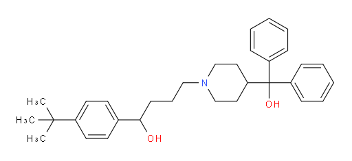 1-(4-(tert-butyl)phenyl)-4-(4-(hydroxydiphenylmethyl)piperidin-1-yl)butan-1-ol