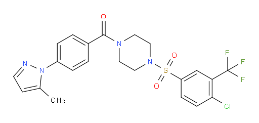 1-[4-chloro-3-(trifluoromethyl)benzenesulfonyl]-4-[4-(5-methyl-1H-pyrazol-1-yl)benzoyl]piperazine