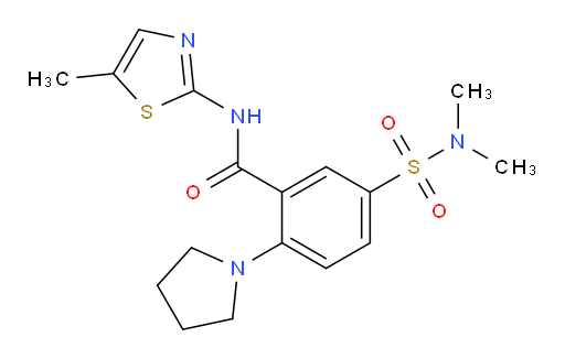 5-(dimethylsulfamoyl)-N-(5-methyl-1,3-thiazol-2-yl)-2-(pyrrolidin-1-yl)benzamide