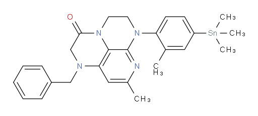 1-benzyl-8-methyl-6-(2-methyl-4-(trimethylstannyl)phenyl)-1,2,5,6-tetrahydro-1,3a,6,7-tetraazaphenalen-3(4H)-one