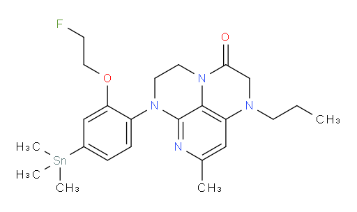 6-(2-(2-fluoroethoxy)-4-(trimethylstannyl)phenyl)-8-methyl-1-propyl-1,2,5,6-tetrahydro-1,3a,6,7-tetraazaphenalen-3(4H)-one
