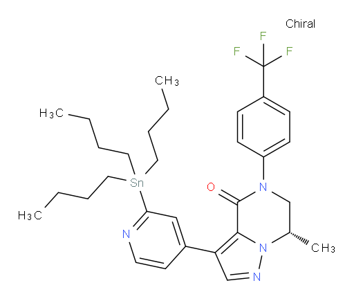 (S)-7-methyl-3-(2-(tributylstannyl)pyridin-4-yl)-5-(4-(trifluoromethyl)phenyl)-6,7-dihydropyrazolo[1,5-a]pyrazin-4(5H)-one