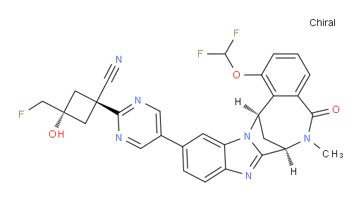 (1r,3R)-1-(5-((7R,14R)-1-(difluoromethoxy)-6-methyl-5-oxo-5,6,7,14-tetrahydro-7,14-methanobenzo[f]benzo[4,5]imidazo[1,2-a][1,4]diazocin-11-yl)pyrimidin-2-yl)-3-(fluoromethyl)-3-hydroxycyclobutanecarbonitrile