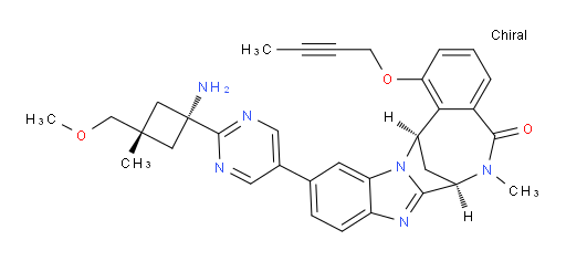 (7R,14R)-11-[2-[cis-1-amino-3-(methoxymethyl)-3-methylcyclobutyl]pyrimidin-5-yl]-1-(2-butyn-1-yloxy)-6,7-dihydro-6-methyl-7,14-Methanobenzimidazo[1,2-b][2,5]benzodiazocin-5(14H)--one