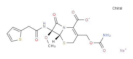 (6R,7S)-3-((carbamoyloxy)methyl)-7-methoxy-8-oxo-7-(2-(thiophen-2-yl)acetamido)-5-thia-1-azabicyclo[4.2.0]oct-2-ene-2-carboxylic acid, sodium salt