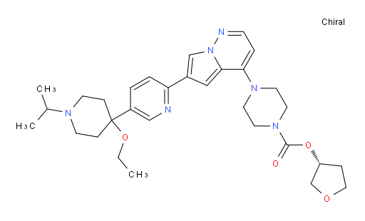 (R)-tetrahydrofuran-3-yl 4-(6-(5-(4-ethoxy-1-isopropylpiperidin-4-yl)pyridin-2-yl)pyrrolo[1,2-b]pyridazin-4-yl)piperazine-1-carboxylate
