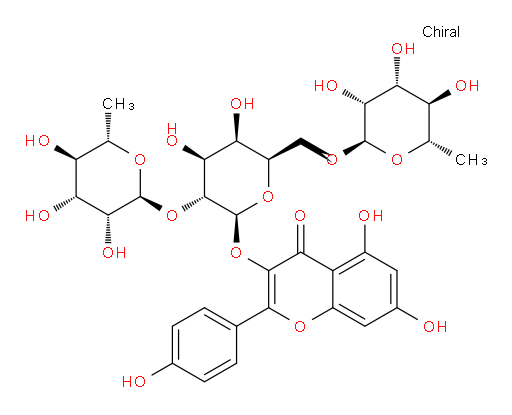 3-(((2S,3R,4S,5R,6R)-4,5-dihydroxy-3-(((2S,3R,4R,5R,6S)-3,4,5-trihydroxy-6-methyltetrahydro-2H-pyran-2-yl)oxy)-6-((((2R,3R,4R,5R,6S)-3,4,5-trihydroxy-6-methyltetrahydro-2H-pyran-2-yl)oxy)methyl)tetrahydro-2H-pyran-2-yl)oxy)-5,7-dihydroxy-2-(4-hydroxyphenyl)-4H-chromen-4-one