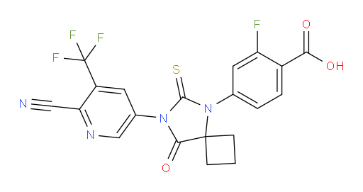 4-(7-(6-cyano-5-(trifluoromethyl)pyridin-3-yl)-8-oxo-6-thioxo-5,7-diazaspiro[3.4]octan-5-yl)-2-fluorobenzoic acid