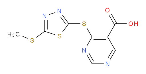4-((5-(methylthio)-1,3,4-thiadiazol-2-yl)thio)pyrimidine-5-carboxylic acid