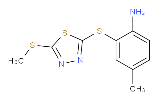 4-methyl-2-((5-(methylthio)-1,3,4-thiadiazol-2-yl)thio)aniline