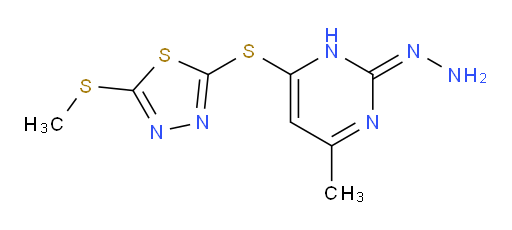 (Z)-2-((2-hydrazono-6-methyl-2,3-dihydropyrimidin-4-yl)thio)-5-(methylthio)-1,3,4-thiadiazole