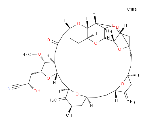 (αS,2R,3R,3aS,7R,8aS,9S,10aR,11S,12R,13aR,13bS,15S,18S,21S,24S,26R,28R,29aS)-Octacosahydro-α-hydroxy-3-methoxy-26-methyl-20,27-bis(methylene)-5-oxo-11,15:18,21:24,28-triepoxy-7,9-ethano-12,15-methano-9H,15H-furo[3,2-i]furo[2′,3′:5,6]pyrano[4,3-b][1,4]dioxacyclopentacosin-2-propanenitrile (ACI)