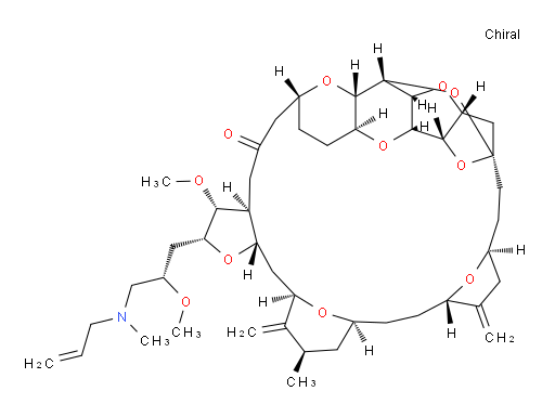 (2R,3R,3aS,7R,8aS,9S,10aR,11S,12R,13aR,13bS,15S,18S,21S,24S,26R,28R,29aS)-Hexacosahydro-3-methoxy-2-[(2S)-2-methoxy-3-(methyl-2-propen-1-ylamino)propyl]-26-methyl-20,27-bis(methylene)-11,15:18,21:24,28-triepoxy-7,9-ethano-12,15-methano-9H,15H-furo[3,2-i]furo[2′,3′:5,6]pyrano[4,3-b][1,4]dioxacyclopentacosin-5(4H)-one (ACI)