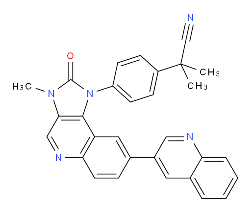 4-[2,3-dihydro-3-methyl-2-oxo-8-(quinolin-3-yl)-1H-imidazo[4,5-c]quinolin-1-yl]-alpha,alpha-dimethylbenzeneacetonitrile