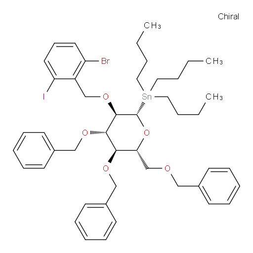 ((2S,3R,4S,5R,6R)-4,5-bis(benzyloxy)-6-((benzyloxy)methyl)-3-((2-bromo-6-iodobenzyl)oxy)tetrahydro-2H-pyran-2-yl)tributylstannane