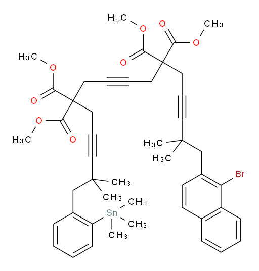 tetramethyl 1-(1-bromonaphthalen-2-yl)-2,2,15,15-tetramethyl-16-(2-(trimethylstannyl)phenyl)hexadeca-3,8,13-triyne-6,6,11,11-tetracarboxylate