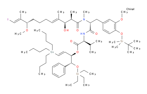 (S)-(1R,2R,E)-1-phenyl-4-(tributylstannyl)-1-((triethylsilyl)oxy)but-3-en-2-yl 2-((R)-3-(4-((tert-butyldimethylsilyl)oxy)-3-methoxyphenyl)-2-((2R,3R,4E,9S,10E)-3-hydroxy-11-iodo-9-methoxy-N,2,4,10-tetramethylundeca-4,10-dienamido)propanamido)-3-methylbutanoate