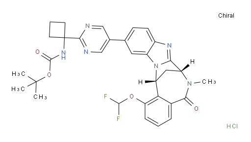 tert-butyl (1-(5-((7R,14R)-1-(difluoromethoxy)-6-methyl-5-oxo-5,6,7,14-tetrahydro-7,14-methanobenzo[f]benzo[4,5]imidazo[1,2-a][1,4]diazocin-11-yl)pyrimidin-2-yl)cyclobutyl)carbamate hydrochloride