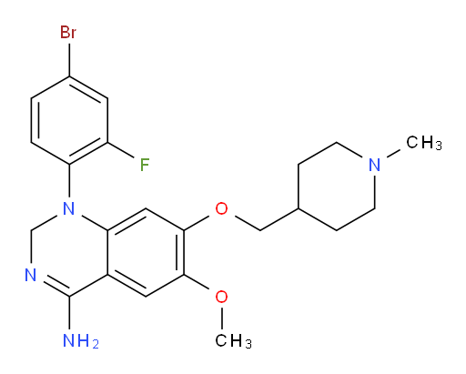 N-(4-bromo-2-fluorophenyl)-6-methoxy-7-[(1-methyl-piperidin-4-yl)methoxy]-4-amino-quinazoline