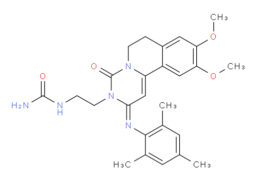 (E)-1-(2-(2-(mesitylimino)-9,10-dimethoxy-4-oxo-6,7-dihydro-2H-pyrimido[6,1-a]isoquinolin-3(4H)-yl)ethyl)urea