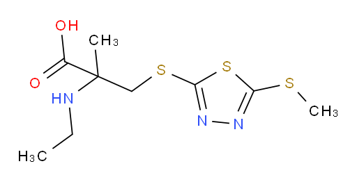 2-(ethylamino)-2-methyl-3-((5-(methylthio)-1,3,4-thiadiazol-2-yl)thio)propanoic acid