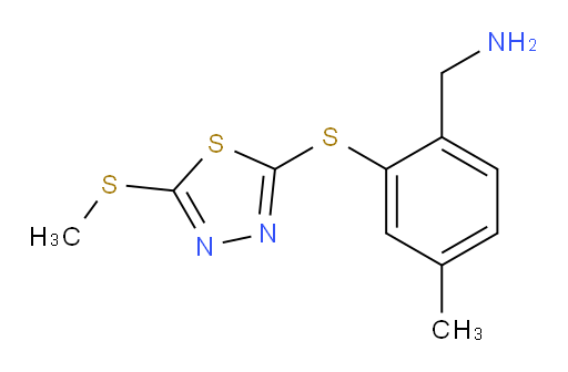 (4-methyl-2-((5-(methylthio)-1,3,4-thiadiazol-2-yl)thio)phenyl)methanamine