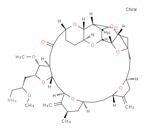 (2R,3R,3aS,7R,8aS,9S,10aR,11S,12R,13aR,13bS,15S,18S,21S,24S,26R,28R,29aS)-2-[(2S)-3-Amino-2-methoxypropyl]hexacosahydro-3-methoxy-26-methyl-20,27-bis(methylene)-11,15:18,21:24,28-triepoxy-7,9-ethano-12,15-methano-9H,15H-furo[3,2-i]furo[2′,3′:5,6]pyrano[4,3-b][1,4]dioxacyclopentacosin-5(4H)-one (ACI)