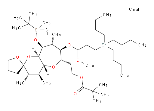 2-((2R,3'S,4'S,4a'R,6'S,7'R,8'R,9'S,9a'R)-9'-((tert-butyldimethylsilyl)oxy)-7'-(1-methoxy-3-(tributylstannyl)propoxy)-3',4',8'-trimethyldecahydro-3H-spiro[furan-2,2'-pyrano[3,2-b]oxepin]-6'-yl)ethyl pivalate