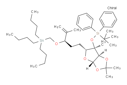 tert-butyldiphenyl(((3aS,5R,6R,6aR)-2,2,6-trimethyl-5-((R)-4-methyl-3-((tributylstannyl)methoxy)pent-4-en-1-yl)tetrahydrofuro[2,3-d][1,3]dioxol-6-yl)oxy)silane