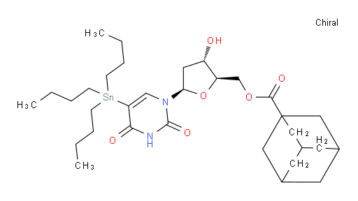 ((2R,3S,5R)-5-(2,4-dioxo-5-(tributylstannyl)-3,4-dihydropyrimidin-1(2H)-yl)-3-hydroxytetrahydrofuran-2-yl)methyl adamantane-1-carboxylate