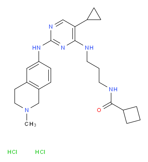 N-[3-({5-cyclopropyl-2-[(2-methyl-1,2,3,4-tetrahydroisoquinolin-6-yl)amino]pyrimidin-4-yl}amino)propyl]cyclobutanecarboxamide dihydrochloride