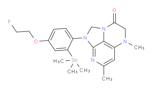 1-(4-(2-fluoroethoxy)-2-(trimethylstannyl)phenyl)-5,7-dimethyl-4,5-dihydro-1H-1,2a,5,8-tetraazaacenaphthylen-3(2H)-one