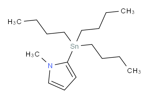 (1-METHYLPYRROL-2-YL)TRIBUTYLTIN;2-(TRIBUTYLSTANNYL)-1-METHYLPYRROLE;1-METHYL-2-(TRIBUTYLSTANNYL)PYRROLE;N-METHYL-2-(TRIBUTYLSTANNYL)PYRROLE;1-N-METHYL-2-(TRIBUTYLSTANNYL)PYRROLE;Tributyl(N-methylpyrrol-2-yl)stannane;1-Methyl-2-(tri-n-butylstannyl)pyrrole;N-Methyl-2-(tributylstannyl)-1H-pyrrole;1-METHYL-2-(TRIBUTYLSTANNYL)-1H-PYRROLE;1-Methyl-2-(tributylstannanyl)-1H-pyrrole
