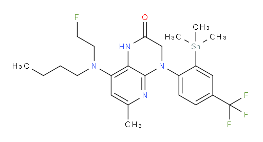 8-(butyl(2-fluoroethyl)amino)-6-methyl-4-(4-(trifluoromethyl)-2-(trimethylstannyl)phenyl)-3,4-dihydropyrido[2,3-b]pyrazin-2(1H)-one