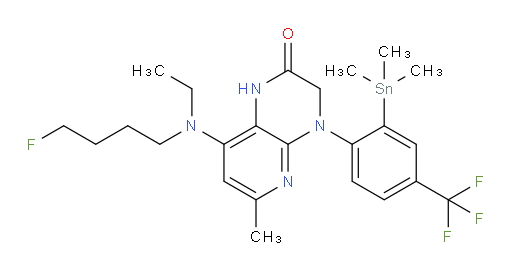 8-(ethyl(4-fluorobutyl)amino)-6-methyl-4-(4-(trifluoromethyl)-2-(trimethylstannyl)phenyl)-3,4-dihydropyrido[2,3-b]pyrazin-2(1H)-one