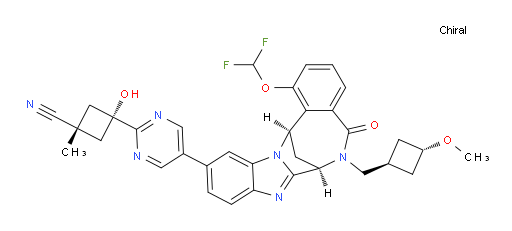 (1S,3s)-3-(5-((7R,14R)-1-(difluoromethoxy)-6-(((1r,3R)-3-methoxycyclobutyl)methyl)-5-oxo-5,6,7,14-tetrahydro-7,14-methanobenzo[f]benzo[4,5]imidazo[1,2-a][1,4]diazocin-11-yl)pyrimidin-2-yl)-3-hydroxy-1-methylcyclobutanecarbonitrile