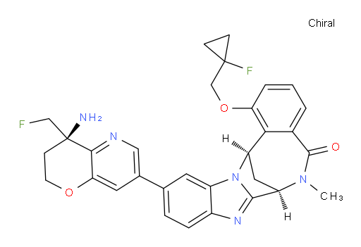 (7R,14R)-11-[(4R)-4-amino-4-(fluoromethyl)-3,4-dihydro-2H-pyrano[3,2-b]pyridin-7-yl]-1-[(1-fluoro-cyclopropyl)methoxy]-6,7-dihydro-6-methyl-7,14-Methanobenzimidazo[1,2-b][2,5]benzodiazocin-5(14H)--one