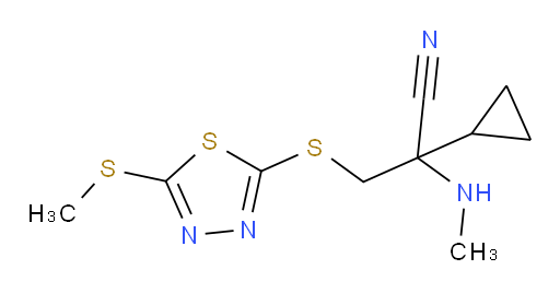 2-cyclopropyl-2-(methylamino)-3-((5-(methylthio)-1,3,4-thiadiazol-2-yl)thio)propanenitrile