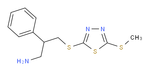 3-((5-(methylthio)-1,3,4-thiadiazol-2-yl)thio)-2-phenylpropan-1-amine