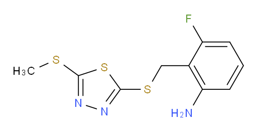 3-fluoro-2-(((5-(methylthio)-1,3,4-thiadiazol-2-yl)thio)methyl)aniline