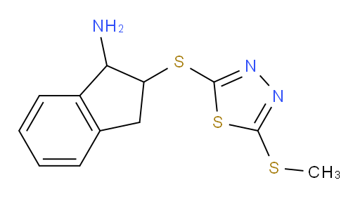 2-((5-(methylthio)-1,3,4-thiadiazol-2-yl)thio)-2,3-dihydro-1H-inden-1-amine