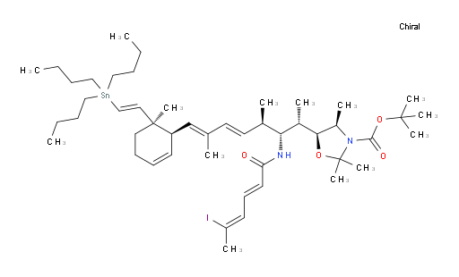 (4R,5S)-tert-butyl 5-((2S,3R,4R,5E,7E)-3-((2E,4Z)-5-iodohexa-2,4-dienamido)-4,7-dimethyl-8-((1R,6R)-6-methyl-6-((E)-2-(tributylstannyl)vinyl)cyclohex-2-en-1-yl)octa-5,7-dien-2-yl)-2,2,4-trimethyloxazolidine-3-carboxylate