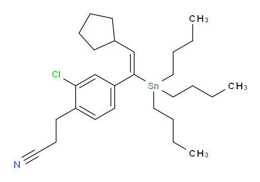 (E)-3-(2-chloro-4-(2-cyclopentyl-1-(tributylstannyl)vinyl)phenyl)propanenitrile
