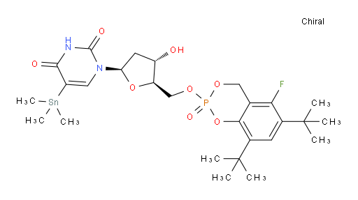 1-((2R,4S,5R)-5-(((6,8-di-tert-butyl-5-fluoro-2-oxido-4H-benzo[d][1,3,2]dioxaphosphinin-2-yl)oxy)methyl)-4-hydroxytetrahydrofuran-2-yl)-5-(trimethylstannyl)pyrimidine-2,4(1H,3H)-dione