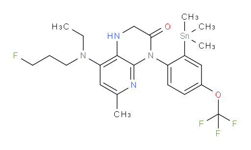 8-(ethyl(3-fluoropropyl)amino)-6-methyl-4-(4-(trifluoromethoxy)-2-(trimethylstannyl)phenyl)-1,2-dihydropyrido[2,3-b]pyrazin-3(4H)-one