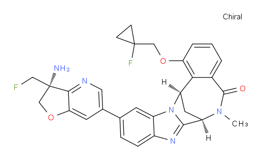 (7R,14R)-11-[(3R)-3-amino-3-(fluoromethyl)-2,3-dihydrofuro[3,2-b]pyridin-6-yl]-1-[(1-fluoro-cyclopropyl)methoxy]-6,7-dihydro-6-methyl-7,14-Methanobenzimidazo[1,2-b][2,5]benzodiazocin-5(14H)--one