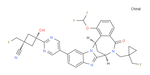 (1R,3r)-3-(5-((7R,14R)-1-(difluoromethoxy)-6-((1-(fluoromethyl)cyclopropyl)methyl)-5-oxo-5,6,7,14-tetrahydro-7,14-methanobenzo[f]benzo[4,5]imidazo[1,2-a][1,4]diazocin-11-yl)pyrimidin-2-yl)-1-(fluoromethyl)-3-hydroxycyclobutanecarbonitrile