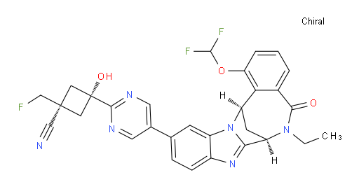 (1R,3r)-3-(5-((7R,14R)-1-(difluoromethoxy)-6-ethyl-5-oxo-5,6,7,14-tetrahydro-7,14-methanobenzo[f]benzo[4,5]imidazo[1,2-a][1,4]diazocin-11-yl)pyrimidin-2-yl)-1-(fluoromethyl)-3-hydroxycyclobutanecarbonitrile